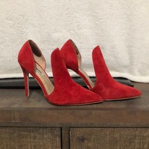 Steve Madden Red Suede Bootie Heels